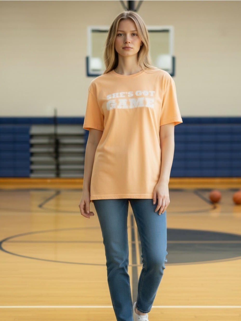 PINK Victoria’s Secret Peach "She's Got Game" Basketball Graphic Tee S Small